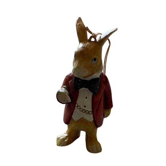 March Hare Alice in Wonderland Ceramic Ornament 4 inch Figurine White Rabbit - Picture 5 of 7